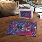 Personalized Western Bulldogs Football Mascot Puzzle Aboriginal Dot Art Style Vibrant Indigenous Pattern Design