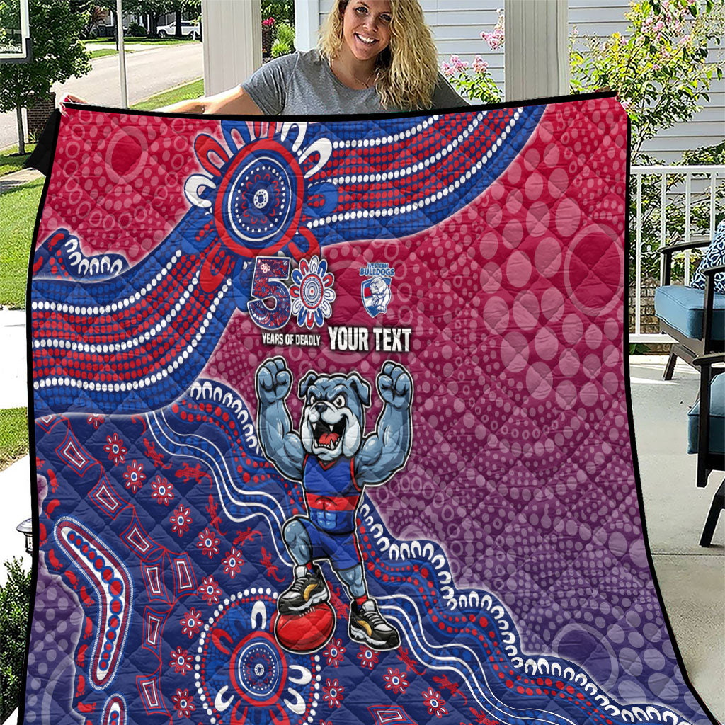 Personalized Western Bulldogs Football Mascot Quilt Aboriginal Dot Art Style Vibrant Indigenous Pattern Design