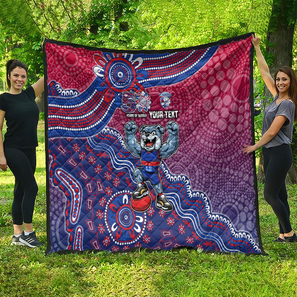 Personalized Western Bulldogs Football Mascot Quilt Aboriginal Dot Art Style Vibrant Indigenous Pattern Design