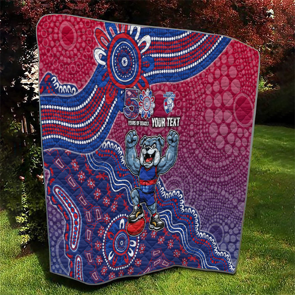 Personalized Western Bulldogs Football Mascot Quilt Aboriginal Dot Art Style Vibrant Indigenous Pattern Design