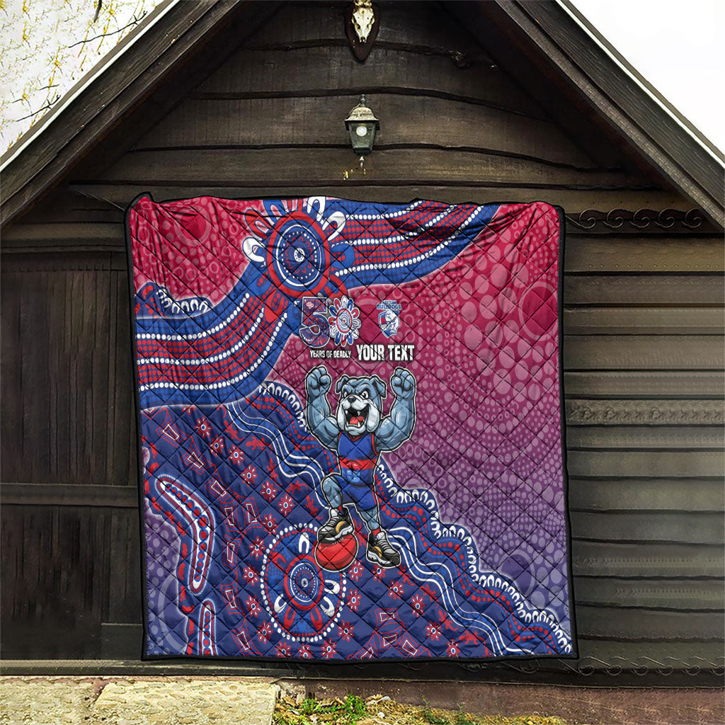 Personalized Western Bulldogs Football Mascot Quilt Aboriginal Dot Art Style Vibrant Indigenous Pattern Design