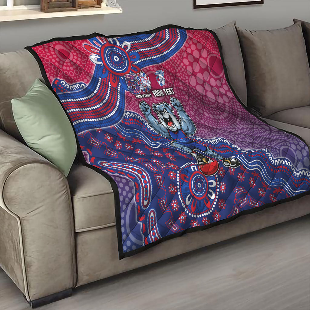 Personalized Western Bulldogs Football Mascot Quilt Aboriginal Dot Art Style Vibrant Indigenous Pattern Design