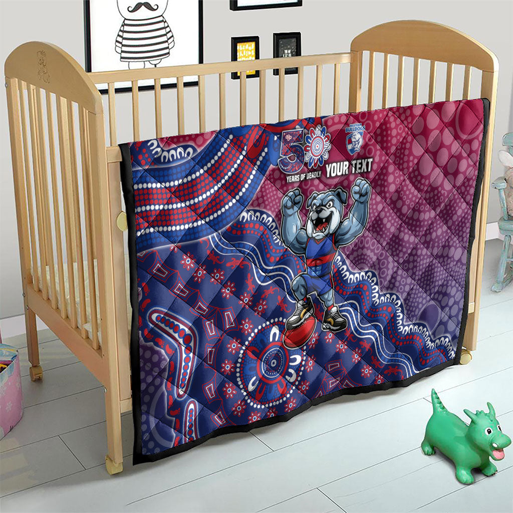 Personalized Western Bulldogs Football Mascot Quilt Aboriginal Dot Art Style Vibrant Indigenous Pattern Design