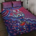 Personalized Western Bulldogs Football Mascot Quilt Bed Set Aboriginal Dot Art Style Vibrant Indigenous Pattern Design