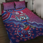 Personalized Western Bulldogs Football Mascot Quilt Bed Set Aboriginal Dot Art Style Vibrant Indigenous Pattern Design
