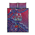 Personalized Western Bulldogs Football Mascot Quilt Bed Set Aboriginal Dot Art Style Vibrant Indigenous Pattern Design