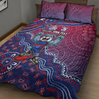 Personalized Western Bulldogs Football Mascot Quilt Bed Set Aboriginal Dot Art Style Vibrant Indigenous Pattern Design