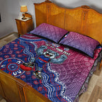 Personalized Western Bulldogs Football Mascot Quilt Bed Set Aboriginal Dot Art Style Vibrant Indigenous Pattern Design