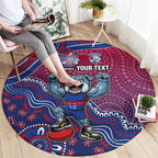 Personalized Western Bulldogs Football Mascot Round Carpet Aboriginal Dot Art Style Vibrant Indigenous Pattern Design