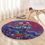Personalized Western Bulldogs Football Mascot Round Carpet Aboriginal Dot Art Style Vibrant Indigenous Pattern Design