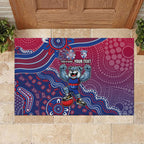 Personalized Western Bulldogs Football Mascot Rubber Doormat Aboriginal Dot Art Style Vibrant Indigenous Pattern Design