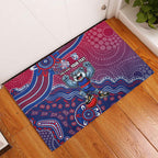 Personalized Western Bulldogs Football Mascot Rubber Doormat Aboriginal Dot Art Style Vibrant Indigenous Pattern Design
