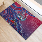 Personalized Western Bulldogs Football Mascot Rubber Doormat Aboriginal Dot Art Style Vibrant Indigenous Pattern Design