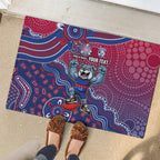Personalized Western Bulldogs Football Mascot Rubber Doormat Aboriginal Dot Art Style Vibrant Indigenous Pattern Design
