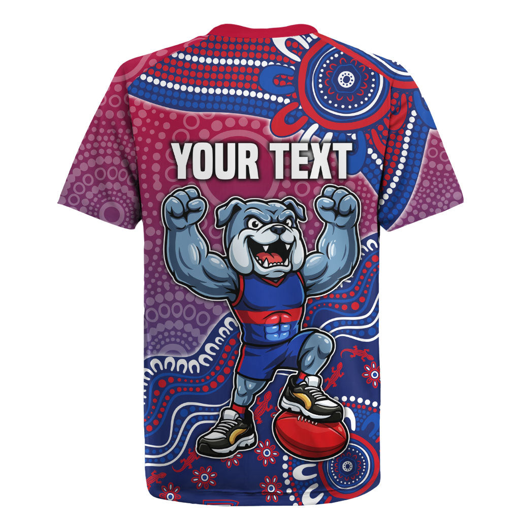 Personalized Western Bulldogs Football Mascot Rugby Jersey Aboriginal Dot Art Style Vibrant Indigenous Pattern Design