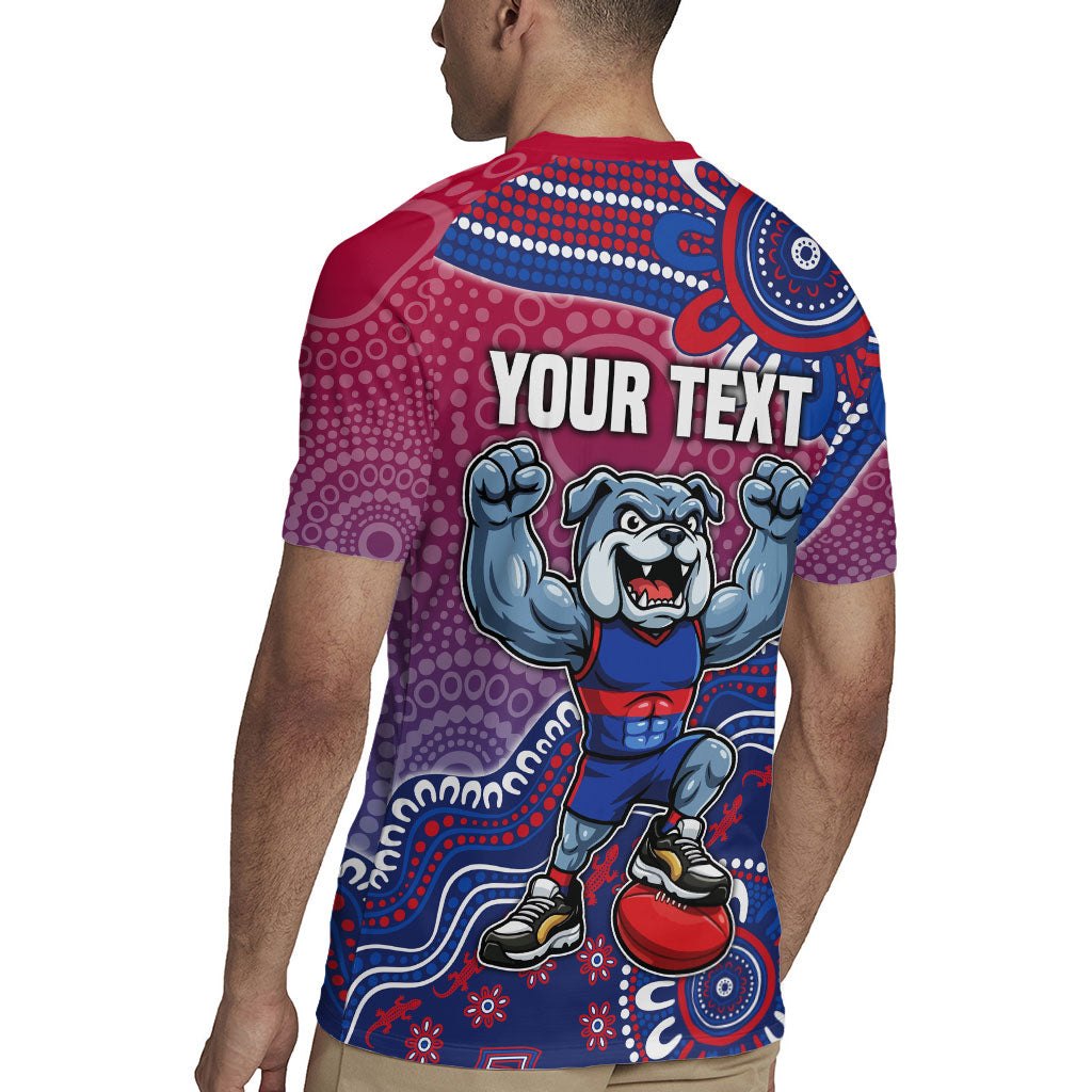 Personalized Western Bulldogs Football Mascot Rugby Jersey Aboriginal Dot Art Style Vibrant Indigenous Pattern Design