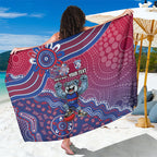 Personalized Western Bulldogs Football Mascot Sarong Aboriginal Dot Art Style Vibrant Indigenous Pattern Design
