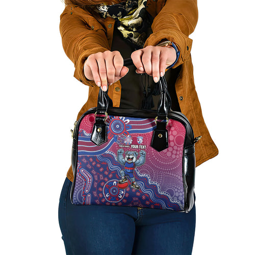 Personalized Western Bulldogs Football Mascot Shoulder Handbag Aboriginal Dot Art Style Vibrant Indigenous Pattern Design