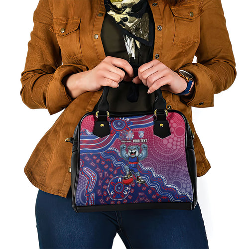 Personalized Western Bulldogs Football Mascot Shoulder Handbag Aboriginal Dot Art Style Vibrant Indigenous Pattern Design