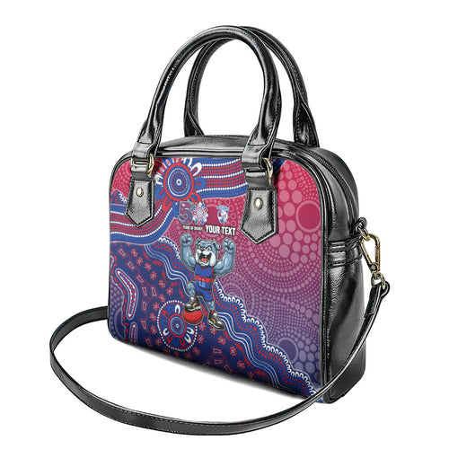 Personalized Western Bulldogs Football Mascot Shoulder Handbag Aboriginal Dot Art Style Vibrant Indigenous Pattern Design