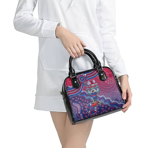 Personalized Western Bulldogs Football Mascot Shoulder Handbag Aboriginal Dot Art Style Vibrant Indigenous Pattern Design
