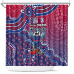Personalized Western Bulldogs Football Mascot Shower Curtain Aboriginal Dot Art Style Vibrant Indigenous Pattern Design