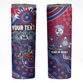 Personalized Western Bulldogs Football Mascot Skinny Tumbler Aboriginal Dot Art Style Vibrant Indigenous Pattern Design