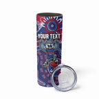 Personalized Western Bulldogs Football Mascot Skinny Tumbler Aboriginal Dot Art Style Vibrant Indigenous Pattern Design