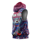 Personalized Western Bulldogs Football Mascot Sleeveless Hoodie Aboriginal Dot Art Style Vibrant Indigenous Pattern Design
