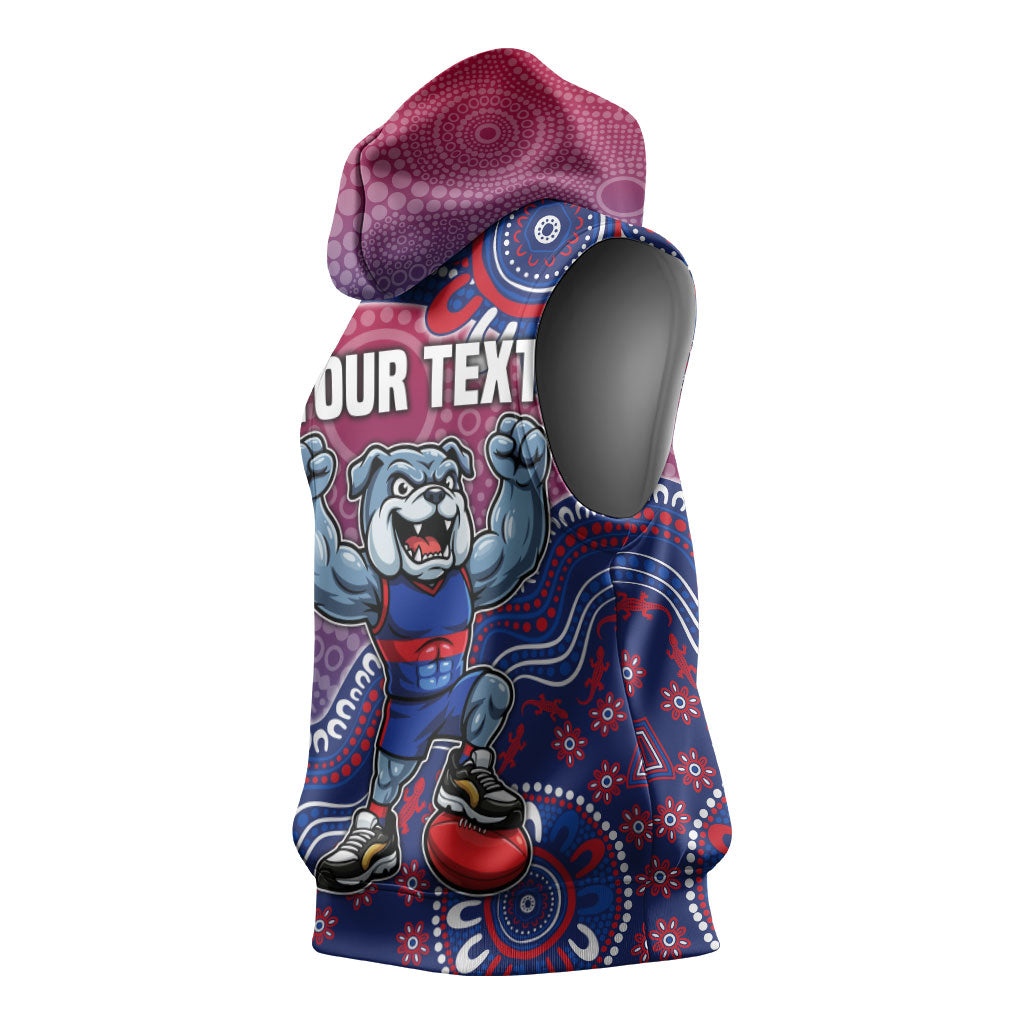 Personalized Western Bulldogs Football Mascot Sleeveless Hoodie Aboriginal Dot Art Style Vibrant Indigenous Pattern Design