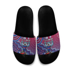 Personalized Western Bulldogs Football Mascot Slide Sandals Aboriginal Dot Art Style Vibrant Indigenous Pattern Design