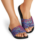 Personalized Western Bulldogs Football Mascot Slide Sandals Aboriginal Dot Art Style Vibrant Indigenous Pattern Design