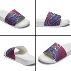 Personalized Western Bulldogs Football Mascot Slide Sandals Aboriginal Dot Art Style Vibrant Indigenous Pattern Design