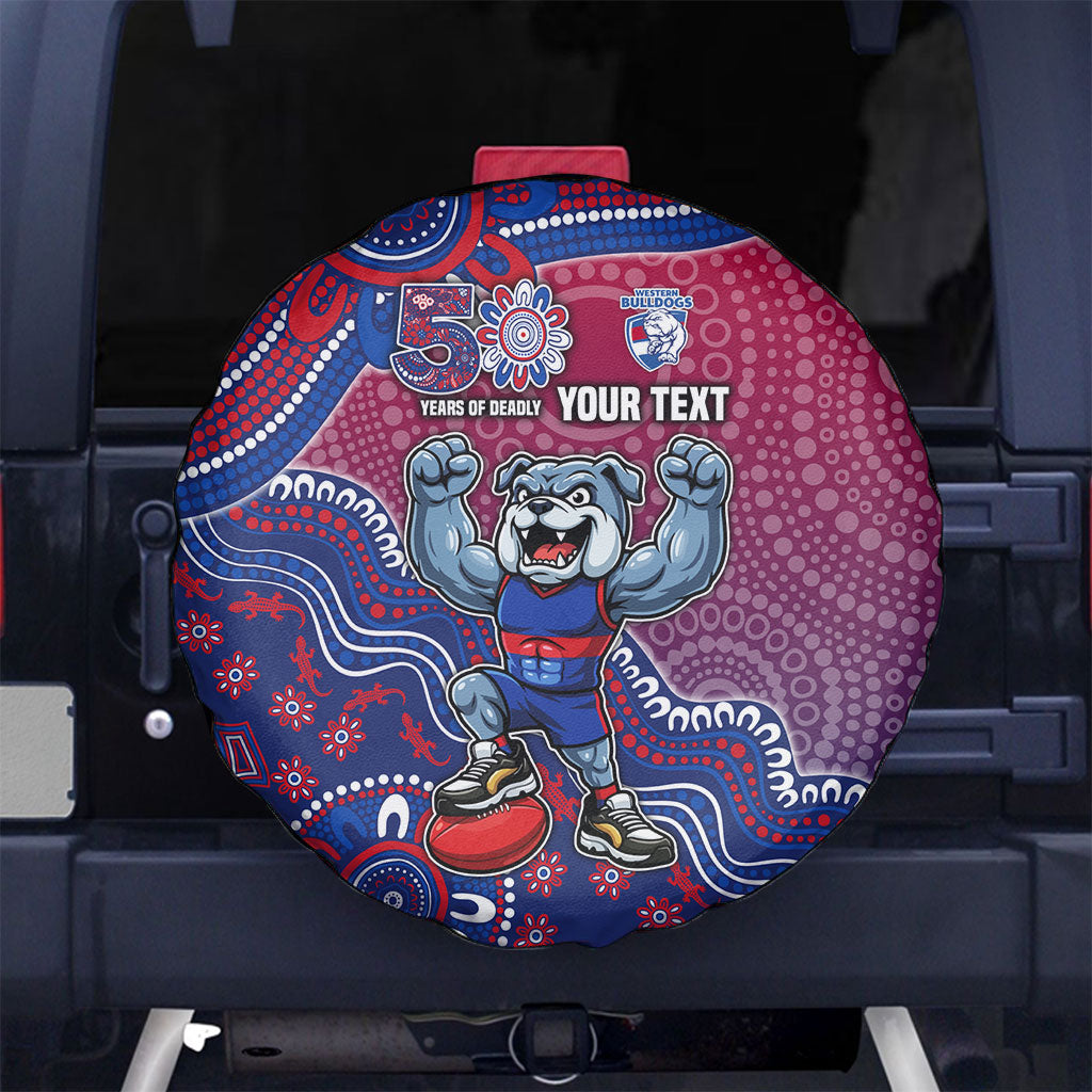 Personalized Western Bulldogs Football Mascot Spare Tire Cover Aboriginal Dot Art Style Vibrant Indigenous Pattern Design
