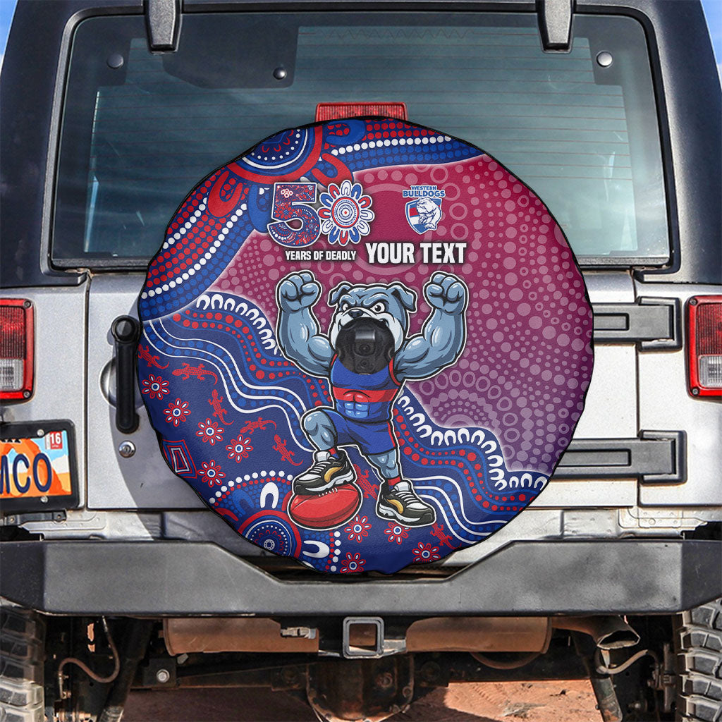 Personalized Western Bulldogs Football Mascot Spare Tire Cover Aboriginal Dot Art Style Vibrant Indigenous Pattern Design