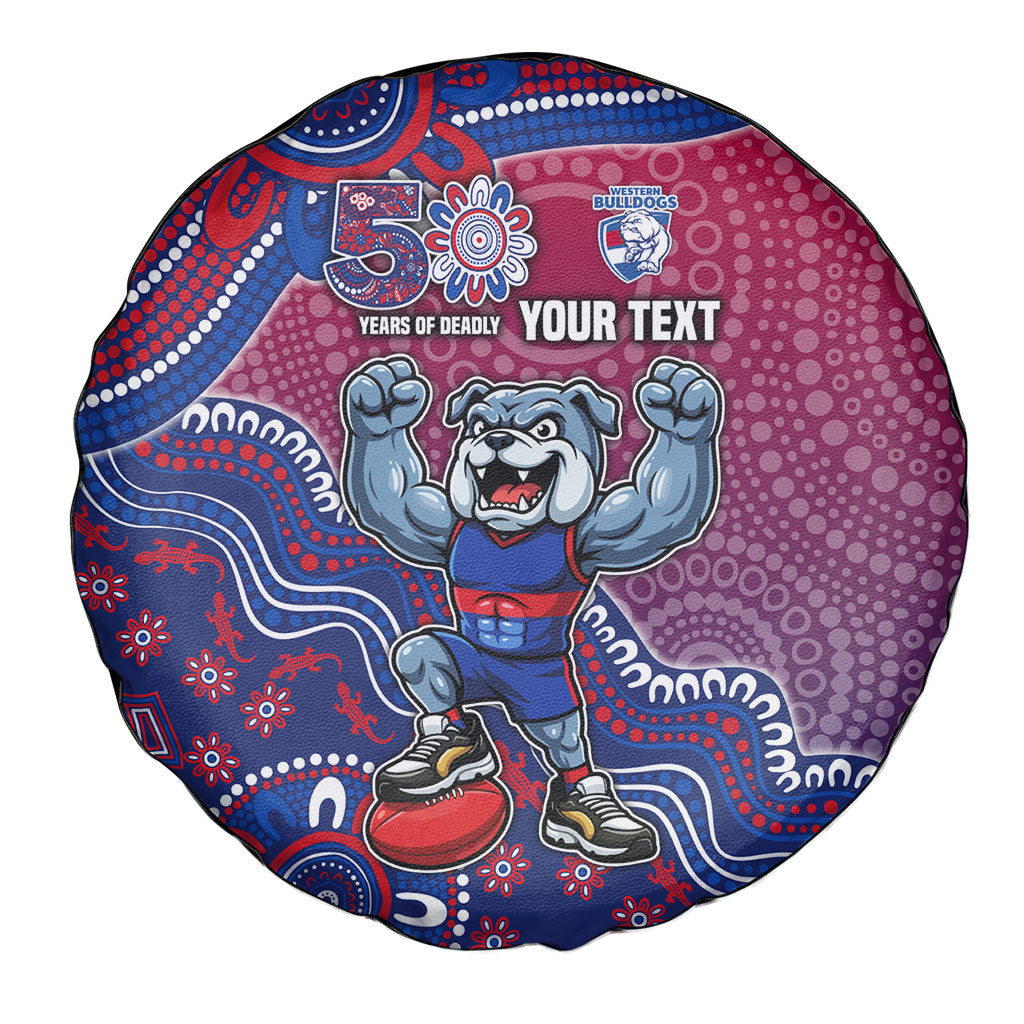 Personalized Western Bulldogs Football Mascot Spare Tire Cover Aboriginal Dot Art Style Vibrant Indigenous Pattern Design
