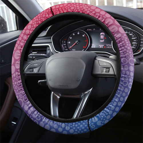 Western Bulldogs Football Mascot Steering Wheel Cover Aboriginal Dot Art Style Vibrant Indigenous Pattern Design