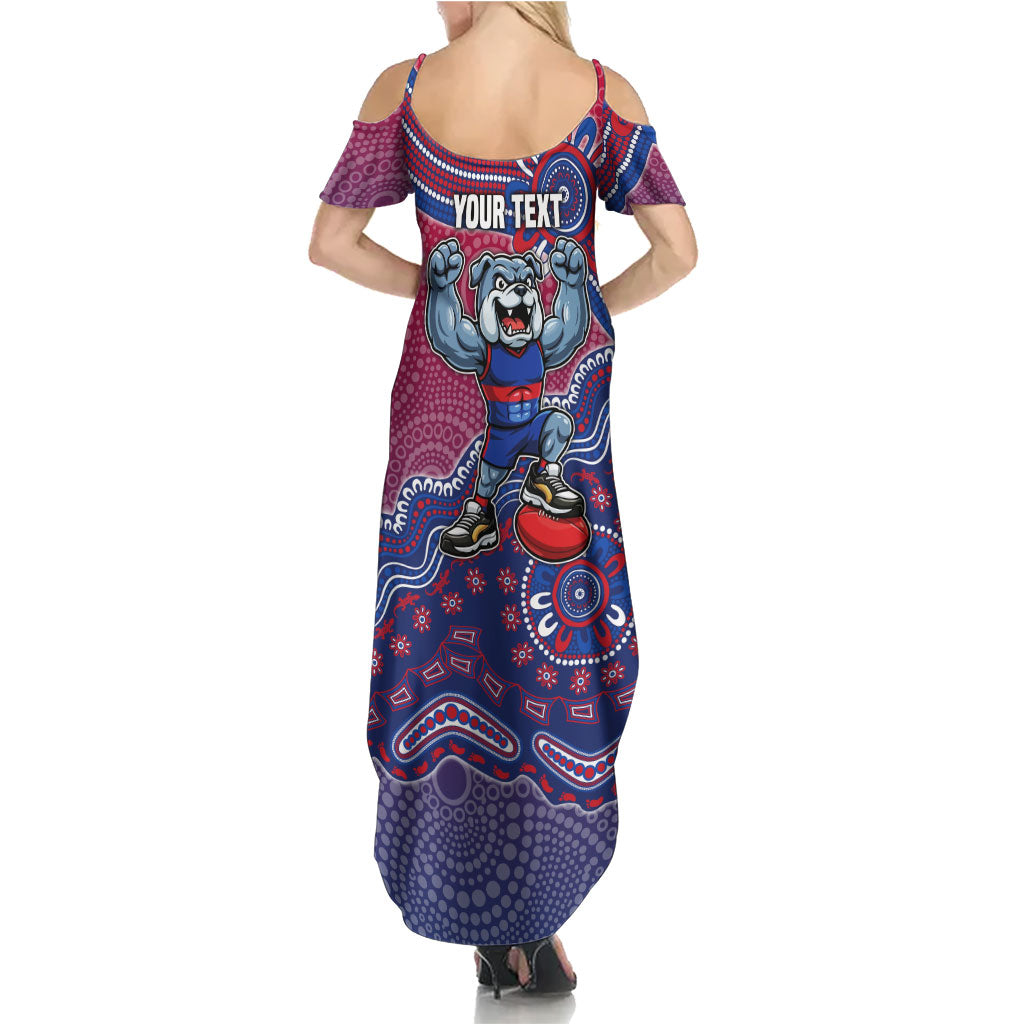 Personalized Western Bulldogs Football Mascot Summer Maxi Dress Aboriginal Dot Art Style Vibrant Indigenous Pattern Design