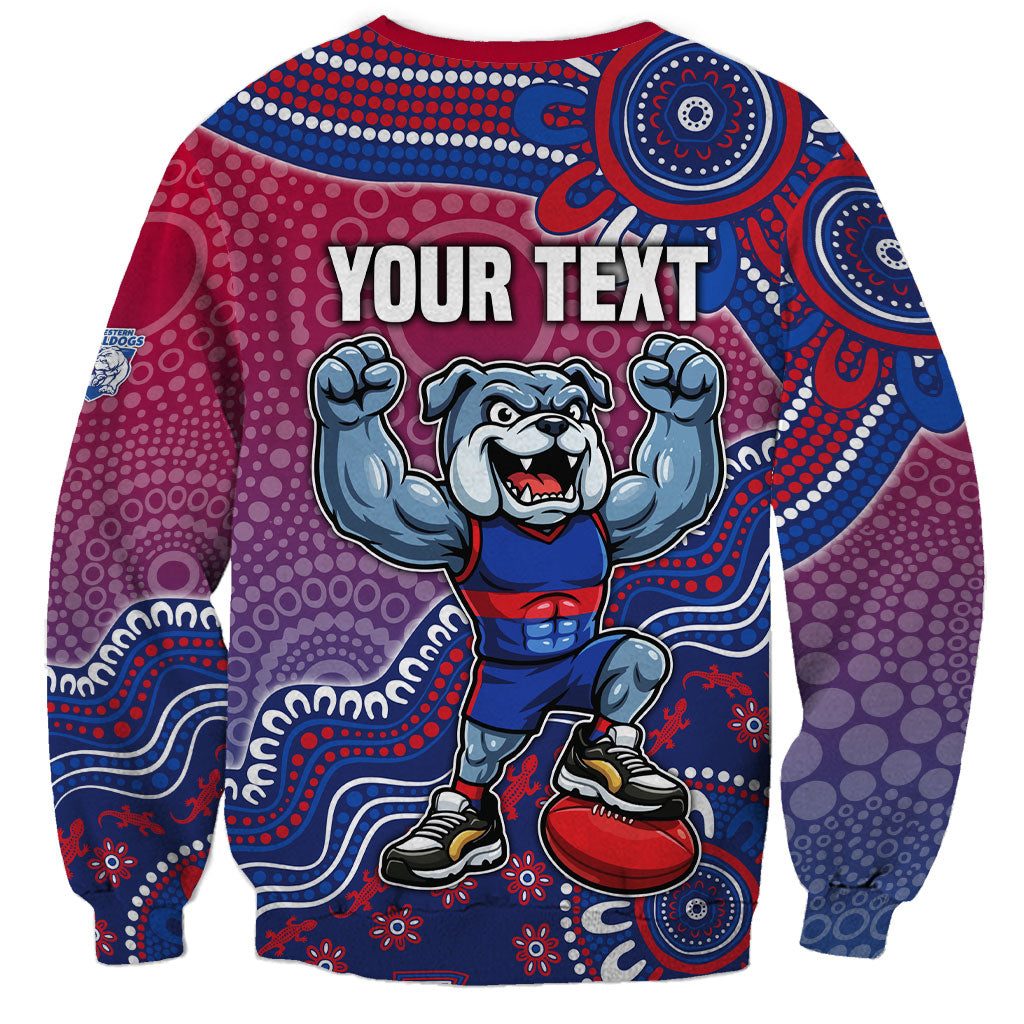 Personalized Western Bulldogs Football Mascot Sweatshirt Aboriginal Dot Art Style Vibrant Indigenous Pattern Design