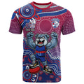 Personalized Western Bulldogs Football Mascot T Shirt Aboriginal Dot Art Style Vibrant Indigenous Pattern Design