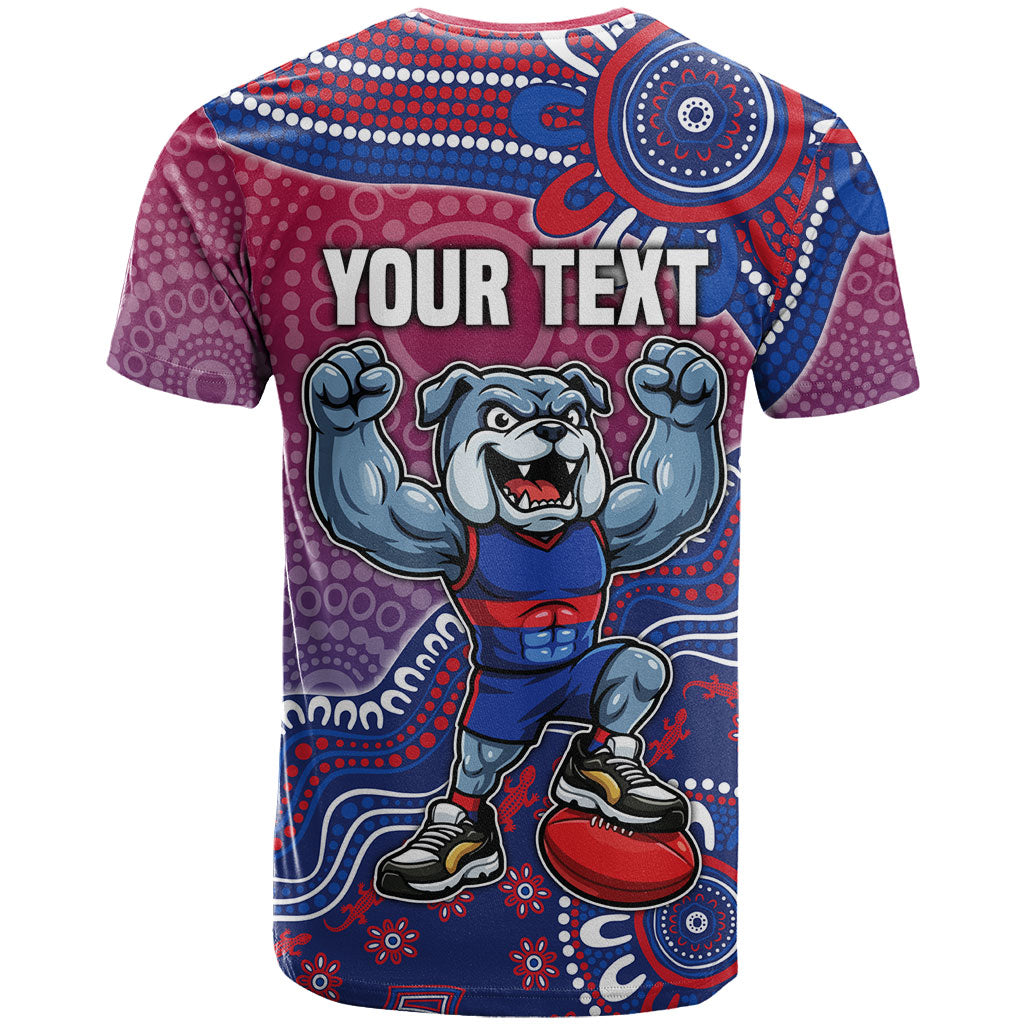 Personalized Western Bulldogs Football Mascot T Shirt Aboriginal Dot Art Style Vibrant Indigenous Pattern Design