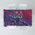 Personalized Western Bulldogs Football Mascot Tablecloth Aboriginal Dot Art Style Vibrant Indigenous Pattern Design