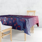 Personalized Western Bulldogs Football Mascot Tablecloth Aboriginal Dot Art Style Vibrant Indigenous Pattern Design