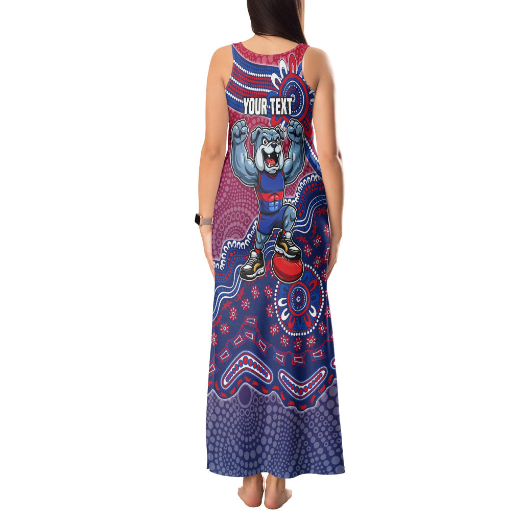 Personalized Western Bulldogs Football Mascot Tank Maxi Dress Aboriginal Dot Art Style Vibrant Indigenous Pattern Design