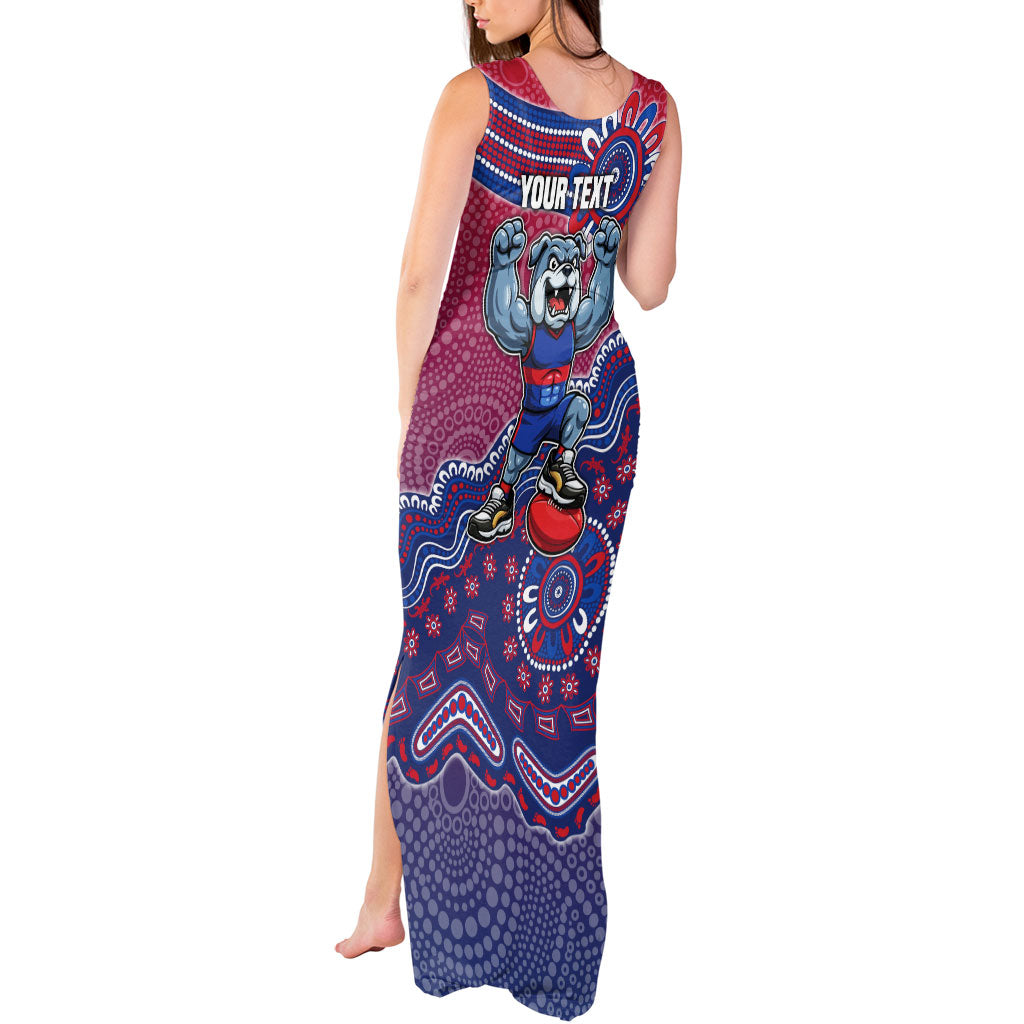 Personalized Western Bulldogs Football Mascot Tank Maxi Dress Aboriginal Dot Art Style Vibrant Indigenous Pattern Design