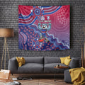 Personalized Western Bulldogs Football Mascot Tapestry Aboriginal Dot Art Style Vibrant Indigenous Pattern Design