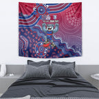 Personalized Western Bulldogs Football Mascot Tapestry Aboriginal Dot Art Style Vibrant Indigenous Pattern Design