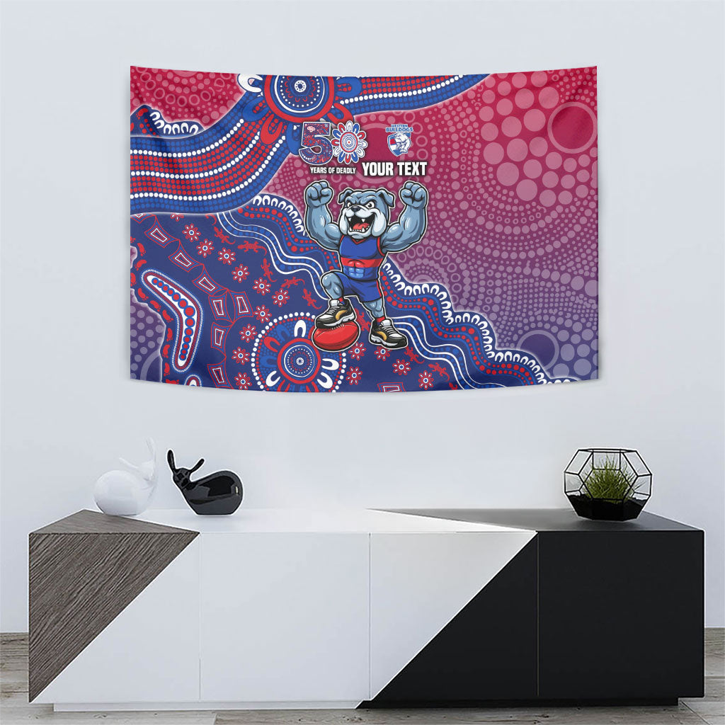 Personalized Western Bulldogs Football Mascot Tapestry Aboriginal Dot Art Style Vibrant Indigenous Pattern Design
