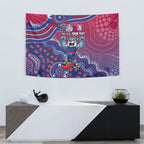 Personalized Western Bulldogs Football Mascot Tapestry Aboriginal Dot Art Style Vibrant Indigenous Pattern Design