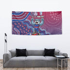 Personalized Western Bulldogs Football Mascot Tapestry Aboriginal Dot Art Style Vibrant Indigenous Pattern Design